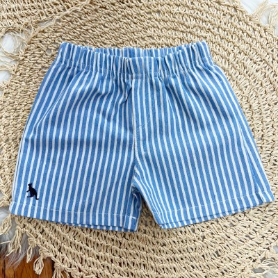 Conj Gola Polo Linho Off e Azul